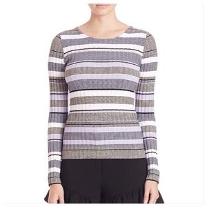 Elizabeth And James Purple Knit Striped Sweater